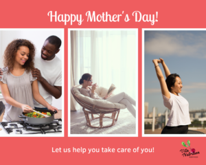 image collage with three pictures of mothers and the text "Happy mothers day!"
