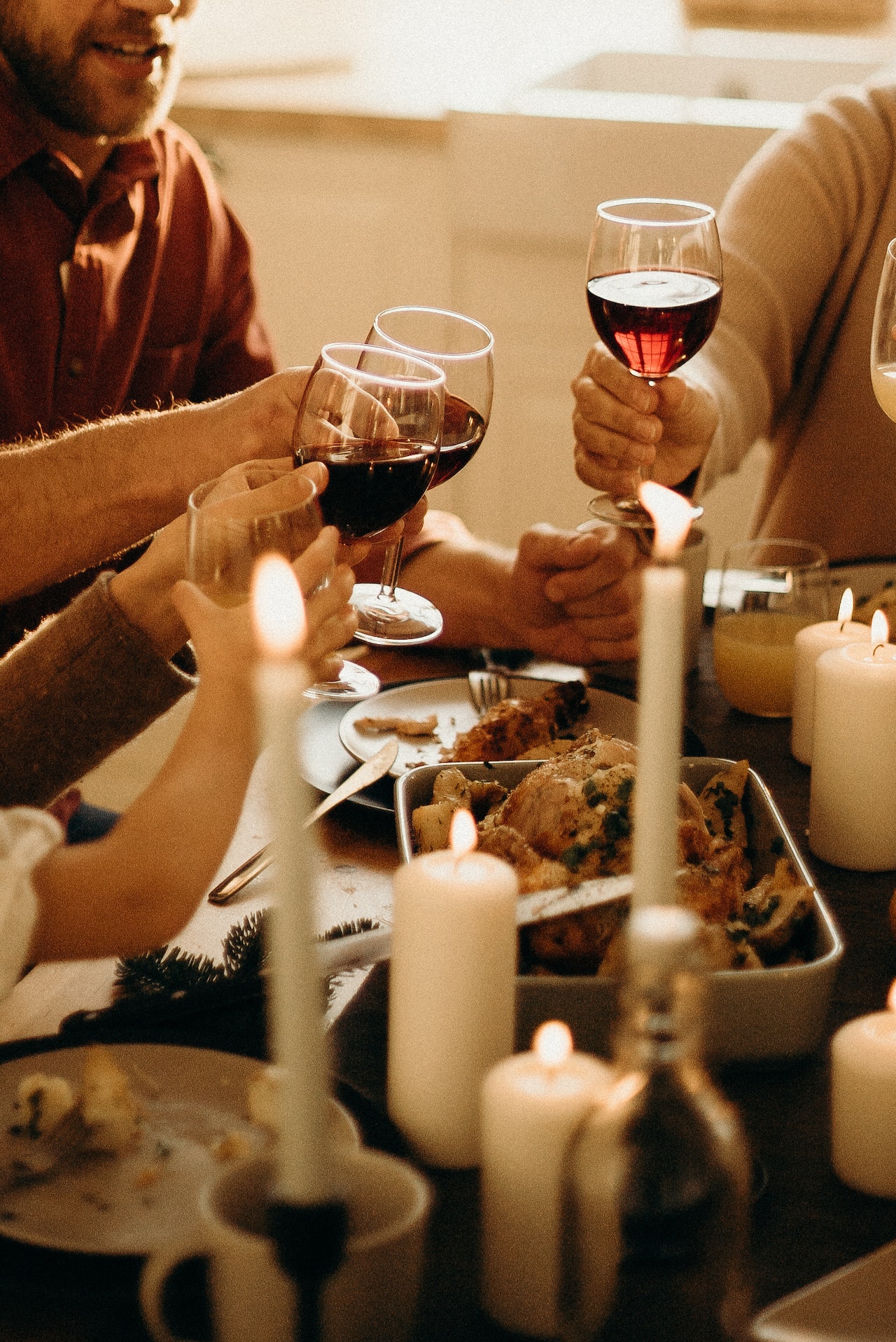 family toasting at a holiday gathering