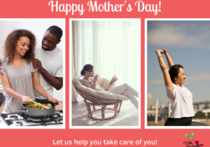image collage with three pictures of mothers and the text "Happy mothers day!"